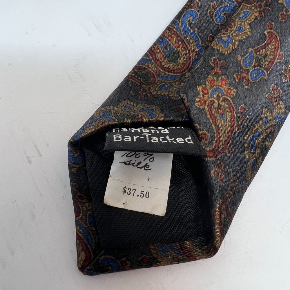 Oscar de la Renta Silk Men's Tie Paisley Lightweight Mulitcolor Hand-Sewn - Picture 9 of 11